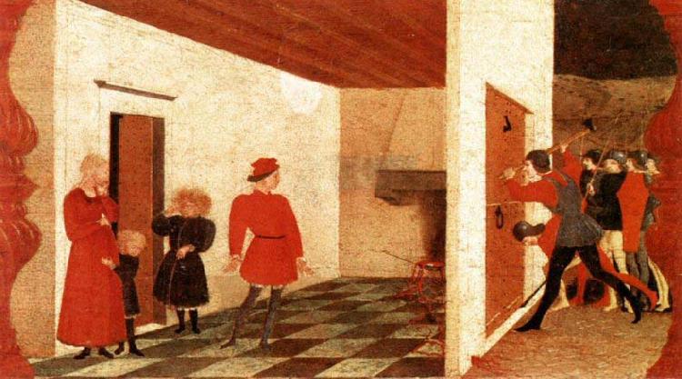 A scene in Paolo Uccello Corpus Domini predella, paolo uccello